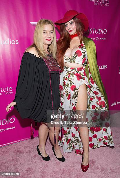Actresses Moira Cue and Phoebe Price arrive at Storytellers United: The New Face of LGBTQ Youth in Entertainment at NeueHouse Hollywood on October...