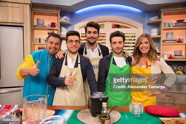 Chef Chile Mayor Gustavo Chavez, IL VOLO and Karla Martinez are seen on the set of "Despierta America at Univision Studios on October 28, 2016 in...