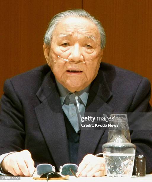 Japan - Ikutaro Kakehashi, 82-year-old founder of Japanese electronic music instruments maker Roland Corp., answers reporters' questions in...