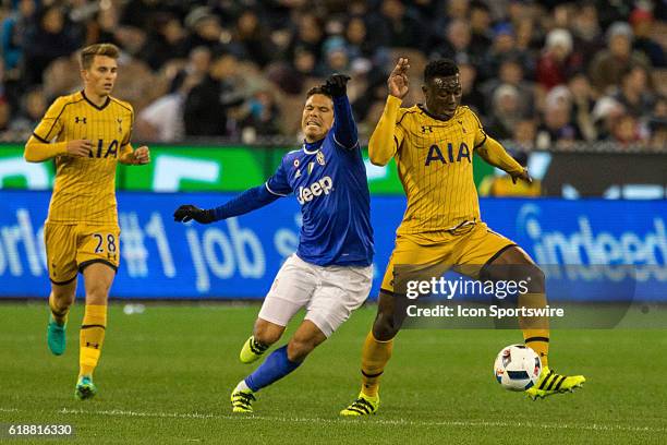 Anderson Hernanes de Carvalho Viana Lima of Juventus FC and Victor Wanyama of the Tottenham Hot Spurs FC contest the ball during the International...