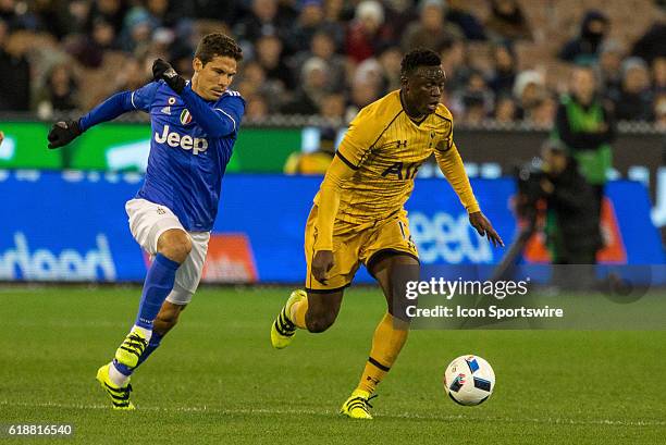 Anderson Hernanes de Carvalho Viana Lima of Juventus FC and Victor Wanyama of the Tottenham Hot Spurs FC contest the ball during the International...