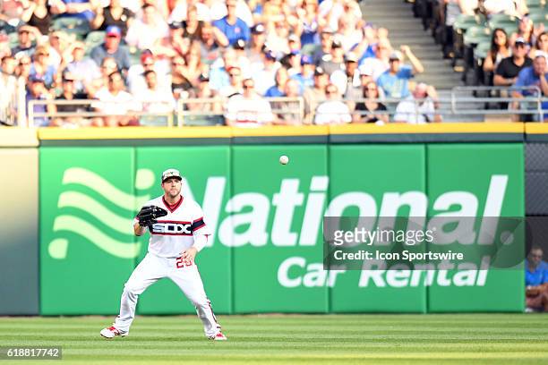 Chicago White Sox Outfield J.B. Shuck [8446] watches the ball during a game between the Chicago Cubs and the Chicago White Sox at US Cellular Field...