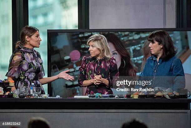 Katherine Kallinis Berman and Sophie Kallinis LaMontagne discuss Georgetown Cupcake at AOL HQ on October 28, 2016 in New York City.