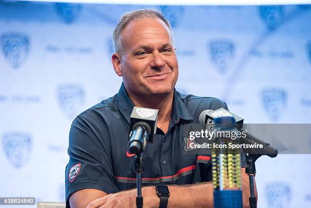 Arizona Wildcats head coach Rich Rodriguez during the 2016 Pac-12 Media Day in Hollywood, CA.