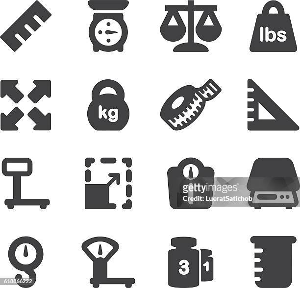 weights scales unit silhouette icons | eps10 - mass unit of measurement stock illustrations