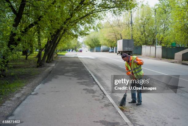 moscow, russia - street sweeper stock pictures, royalty-free photos & images