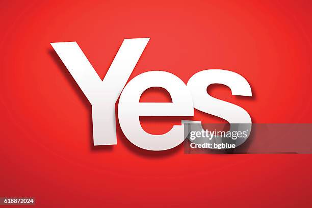 yes sign with red background - paper font - yes single word stock illustrations