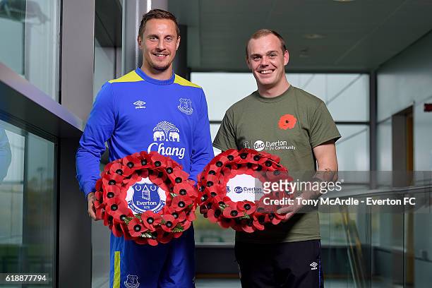 Phil Jagielka attends an Everton In The Community event at Finch Farm on October 28, 2016 in Halewood, England.