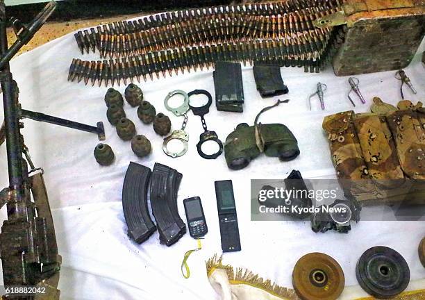 Algeria - Undated photo shows weapons used by Islamist militants who took over a gas plant in In Amenas, Algeria, taking many foreign workers...