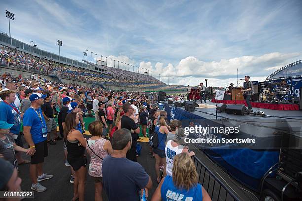 Country music artist Frankie Ballard and band perform prior to the NASCAR Sprint Cup Series - Quaker State 400 at Kentucky Speedway in Sparta, KY.