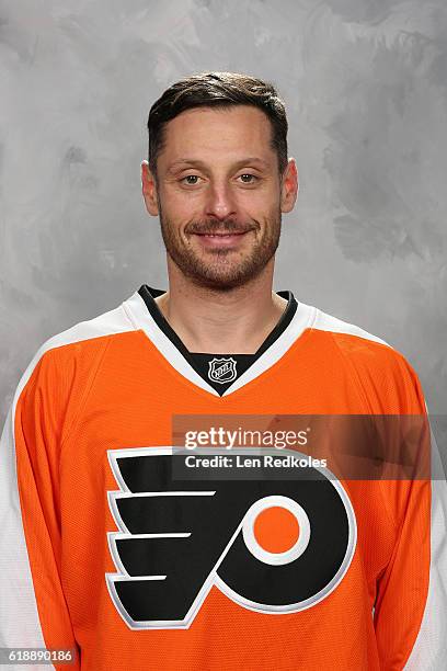 Mark Streit of the Philadelphia Flyers poses for his official headshot for the 2016-2017 season on October 11, 2016 at the Virtua Flyers Skate Zone...