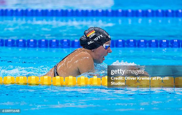 Verena Schott of PSC Berlin e.V./Berlin [paralympic classification: S7/SB5/SM6] fighting hard for a place in the finals on Day 4 of the Rio 2016...