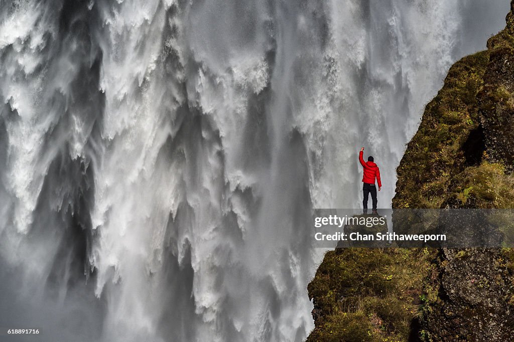 Skogafoss Waterfall at the Skoga River , Iceland