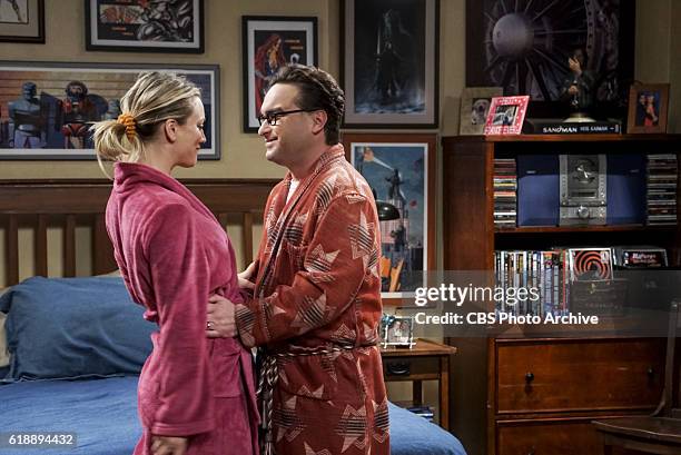 The Veracity Elasticity" -- Pictured: Penny and Leonard Hofstadter . Sheldon and Amy present a new "Fun With Flags" live from Penny's apartment, on...