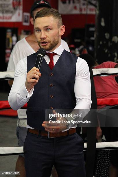 Carl Frampton held a media workout at the world famous Gleasons Gym prior to his July 30th fight against Leo Santa Cruz from the Barclays Center in...