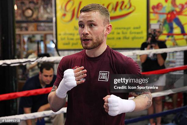 Carl Frampton held a media workout at the world famous Gleasons Gym prior to his July 30th fight against Leo Santa Cruz from the Barclays Center in...