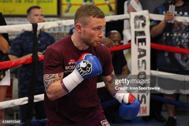 Carl Frampton held a media workout at the world famous Gleasons Gym prior to his July 30th fight against Leo Santa Cruz from the Barclays Center in...