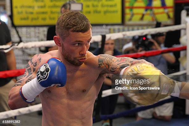 Carl Frampton held a media workout at the world famous Gleasons Gym prior to his July 30th fight against Leo Santa Cruz from the Barclays Center in...