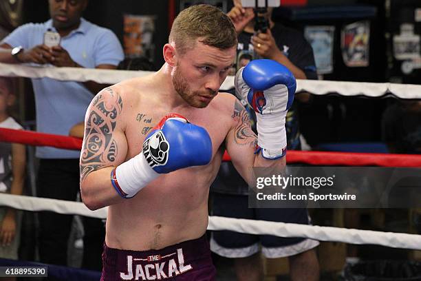 Carl Frampton held a media workout at the world famous Gleasons Gym prior to his July 30th fight against Leo Santa Cruz from the Barclays Center in...