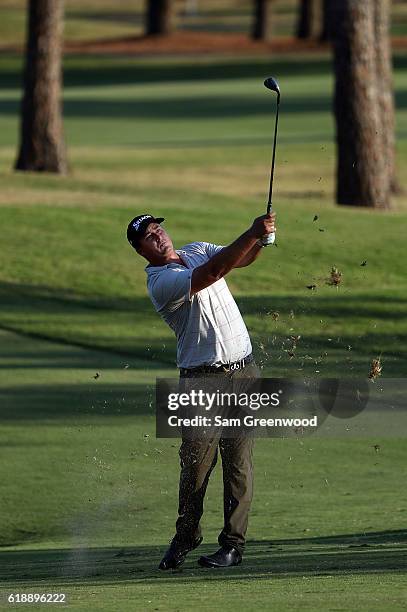 Michael Putnam plays his shot on the ninth hole during the Second Round of the Sanderson Farms Championship at the Country Club of Jackson on October...