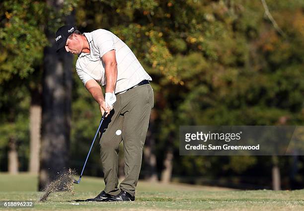 Michael Putnam plays his shot from the seventh tee during the Second Round of the Sanderson Farms Championship at the Country Club of Jackson on...