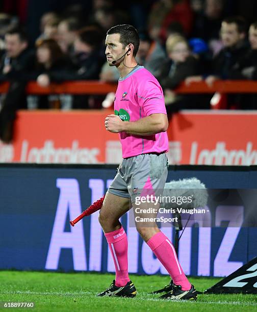 Touch judge Jack Smithduring the Four Nations match between the Australian Kangaroos and Scotland at Lightstream Stadium on October 28, 2016 in Hull,...