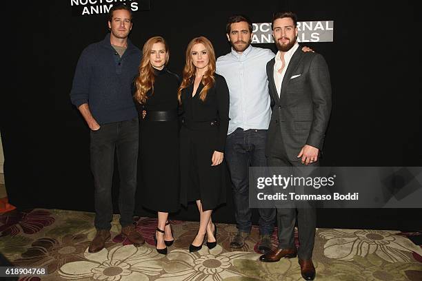 Armie Hammer, Amy Adams, Isla Fisher, Jake Gyllenhaal and Aaron Taylor-Johnson attend the photo call for Focus Features' "Nocturnal Animals" at Four...