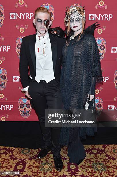 Set designer Douglas Little and Jodi Lyn O'Keefe attend the 2016 Hulaween Party Celebrating New York Restoration Project's 21st Anniversary at The...