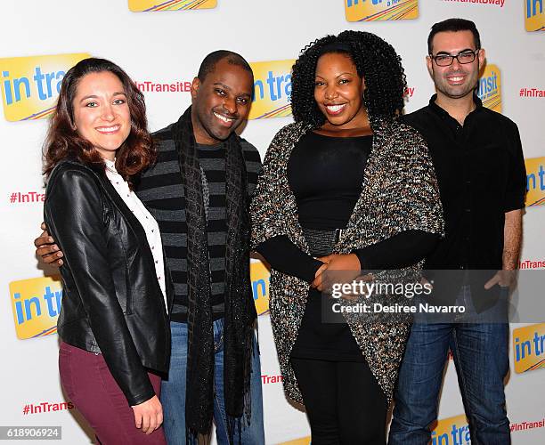 Actors Laurel Harris, Arbender Robinson, Aurelia Williams and Adam Bashian attend Broadway's 'In Transit' Cast Photocall at The New 42nd Street...