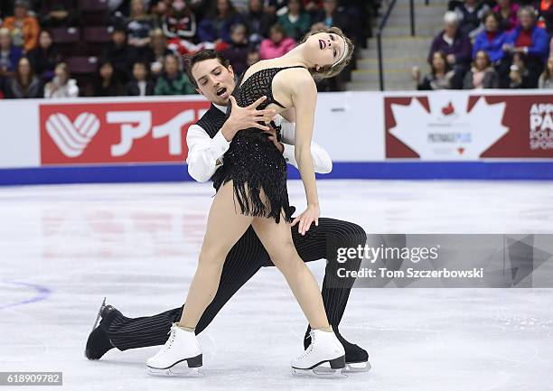 Alexandra Paul of Canada and Mitchell Islam compete in the Ice Dance Short Dance Program during day one of the 2016 Skate Canada International at...