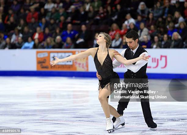 Alexandra Paul and Mitchell Islam of Canada compete in the Ice Dance Short Program during the ISU Grand Prix of Figure Skating Skate Canada...