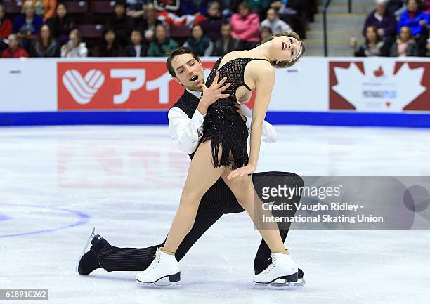 Alexandra Paul and Mitchell Islam of Canada compete in the Ice Dance Short Program during the ISU Grand Prix of Figure Skating Skate Canada...