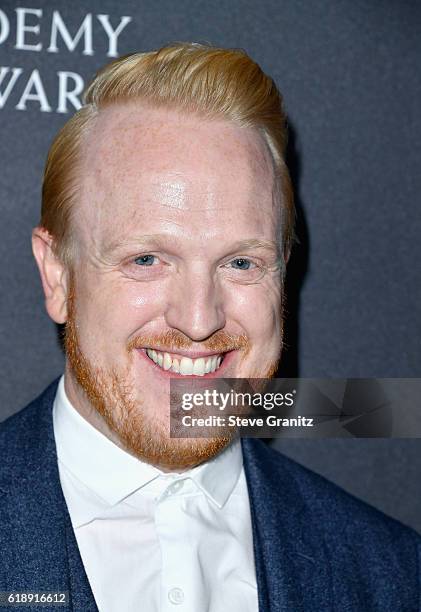 Actor Owain Rhys Davies attends the 2016 AMD British Academy Britannia Awards presented by Jaguar Land Rover and American Airlines at The Beverly...