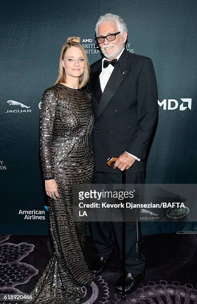 Honoree Jodie Foster and actor David Hedison attend the 2016 AMD British Academy Britannia Awards presented by Jaguar Land Rover and American...