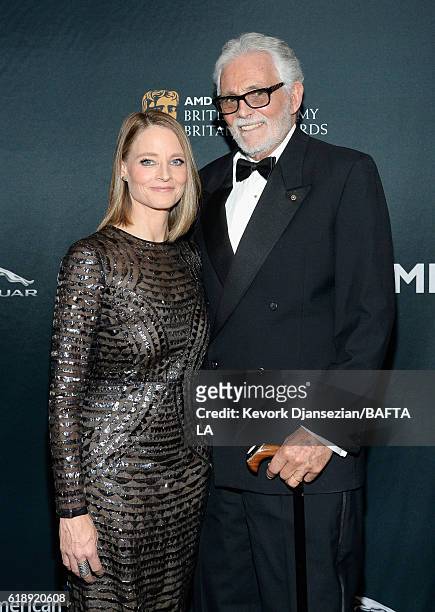 Honoree Jodie Foster and actor David Hedison attend the 2016 AMD British Academy Britannia Awards presented by Jaguar Land Rover and American...