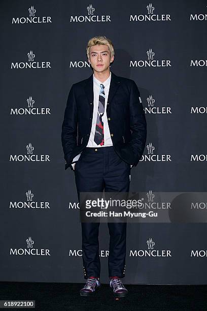 Se Hun of boy band EXO-K attends the photocall for "MONCLER" flagship store opening on October 28, 2016 in Seoul, South Korea.