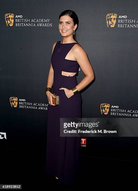 Actress Amber Hodgkiss attends the 2016 AMD British Academy Britannia Awards presented by Jaguar Land Rover and American Airlines at The Beverly...