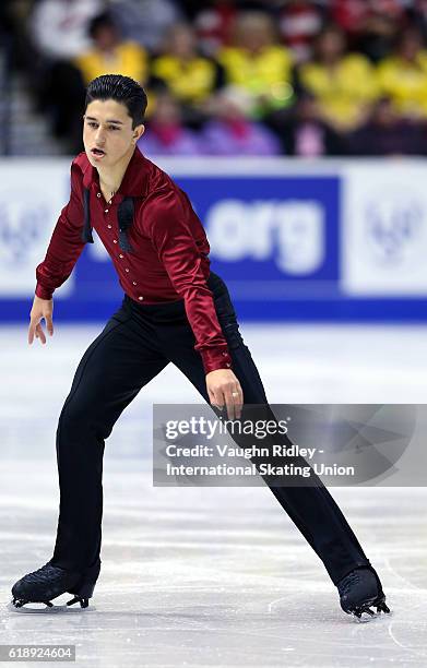 Daniel Samohin of Isreal competes in the Men Short Program during the ISU Grand Prix of Figure Skating Skate Canada International at Hershey Centre...