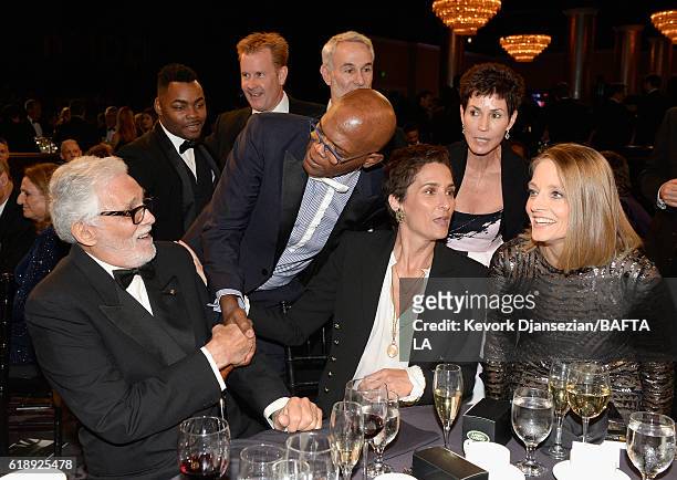 Actor David Hedison, honoree Samuel L. Jackson, photographer/director Alexandra Hedison, and honoree Jodie Foster attend the 2016 AMD British Academy...