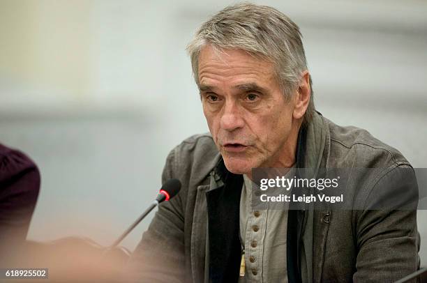 Actor Jeremy Irons participates in the White House 'Math and the Movies' event, which includes a panel discussion and screening of the film "The Man...