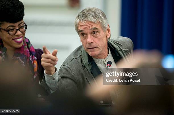 Actor Jeremy Irons participates in the White House 'Math and the Movies' event, which includes a panel discussion and screening of the film "The Man...