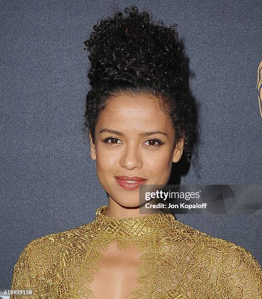 Actress Gugu Mbatha-Raw arrives at the 2016 AMD British Academy Britannia Awards Presented by Jaguar Land Rover And American Airlines at The Beverly...