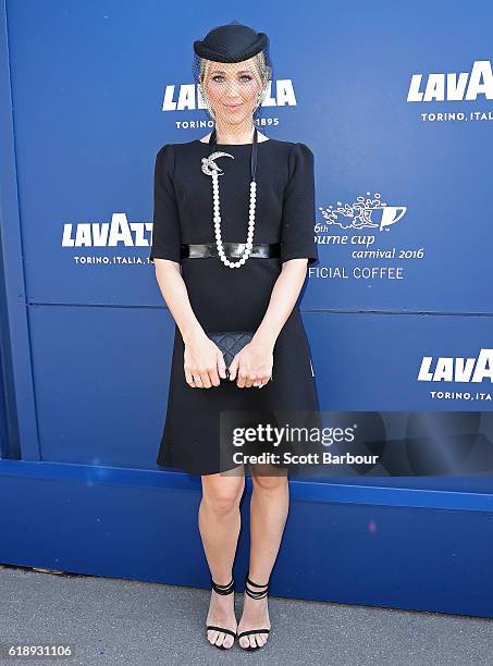 Bec Hewitt attends the Lavazza Marquee on Derby Day at Flemington Racecourse on October 29, 2016 in Melbourne, Australia.