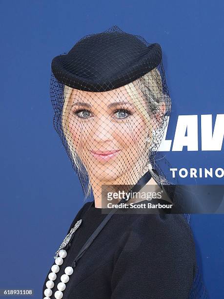 Bec Hewitt attends the Lavazza Marquee on Derby Day at Flemington Racecourse on October 29, 2016 in Melbourne, Australia.