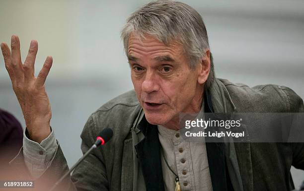 Actor Jeremy Irons participates in the White House 'Math and the Movies' event, which includes a panel discussion and screening of the film 'The Man...