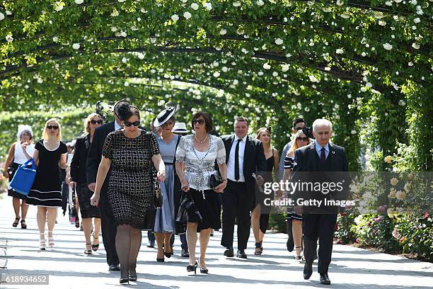 Spectators enjoy the atmosphere on Victoria Derby Day at Flemington Racecourse on October 29, 2016 in Melbourne, Australia.