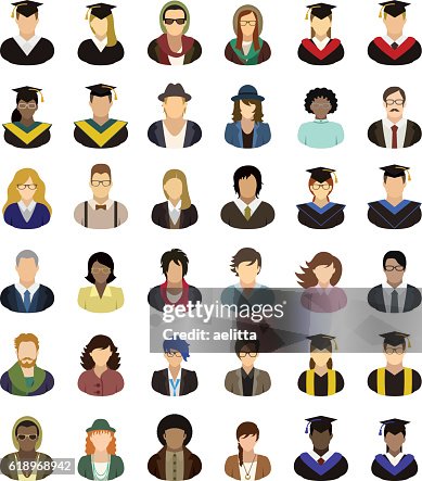 Vector characters (university, college, school). People icon set. Vector characters (university, college, school). People icon set.