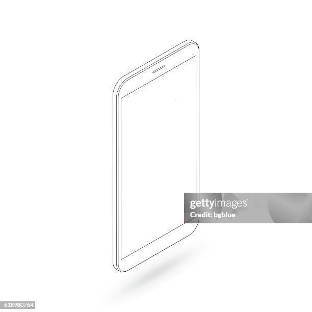 smartphone-umrissvorlage isoliert auf weißem hintergrund. handy-symbol. - leerer bildschirm stock-grafiken, -clipart, -cartoons und -symbole