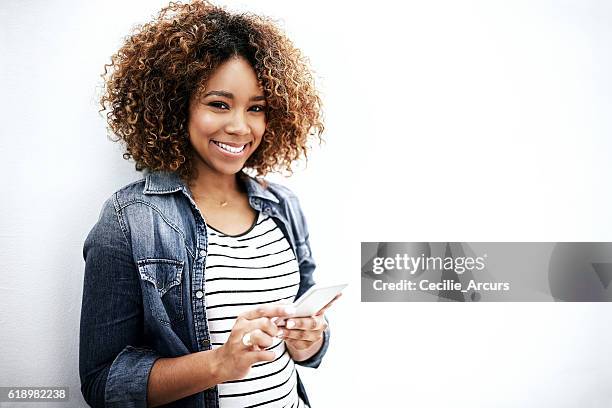 get stuff done with your phone! - curly hair isolated stock pictures, royalty-free photos & images