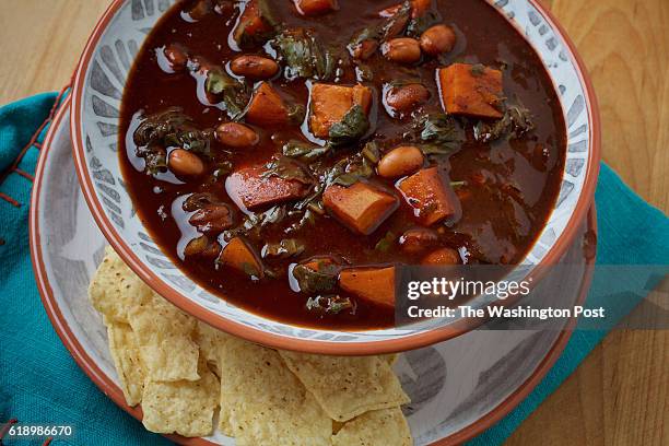 Caldo of Sweet Potato and Chard photographed in Washington, DC. .